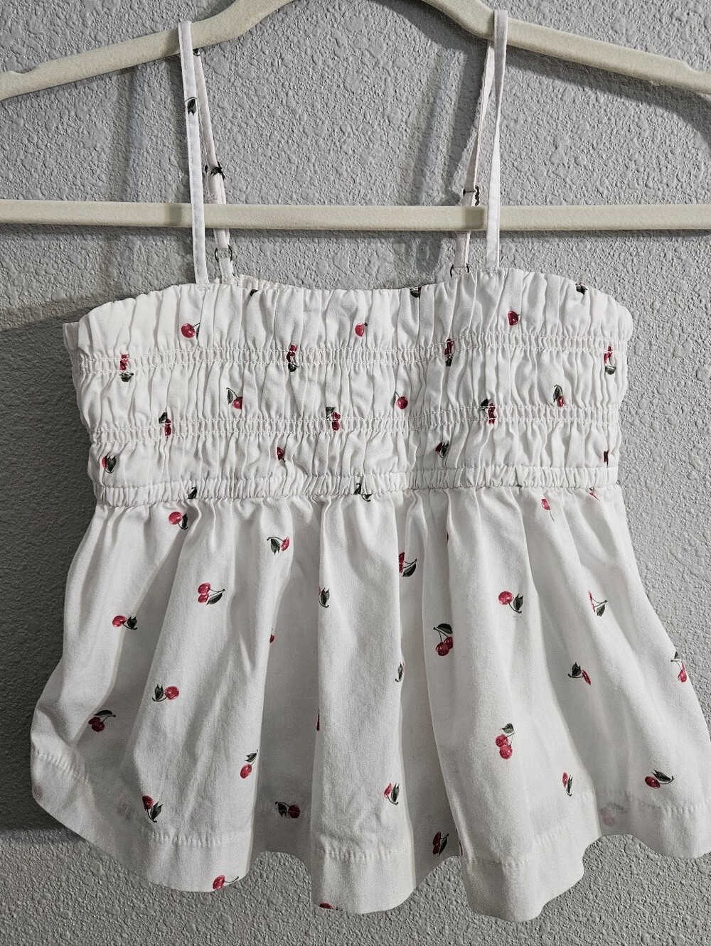 Abercrombie Kids Cami Top, Size 7-8, White With Cherries